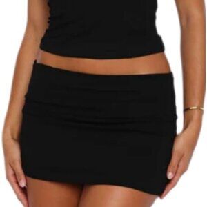 🔥 Y2K Low-Rise Foldover Trendy Mini Skirt – Stretch Bodycon Skirt (Like New)